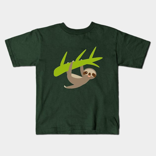 cute sloth Kids T-Shirt by EkaterinaP